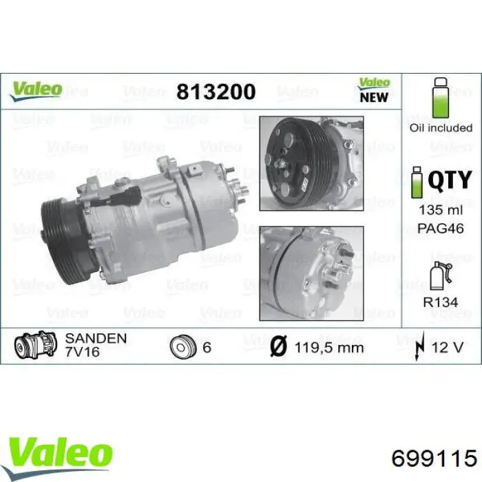 Compre 699115 VALEO Compressor de aparelho de ar condicionado