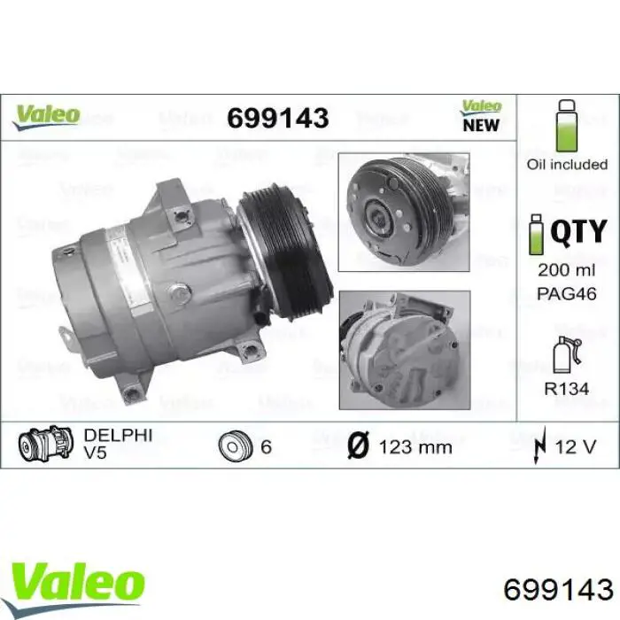 Compressor de aparelho de ar condicionado VALEO 699143 preço, a partir de 277,74 USD