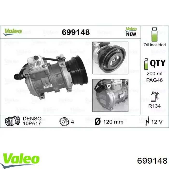 699148 VALEO Compressor de aparelho de ar condicionado