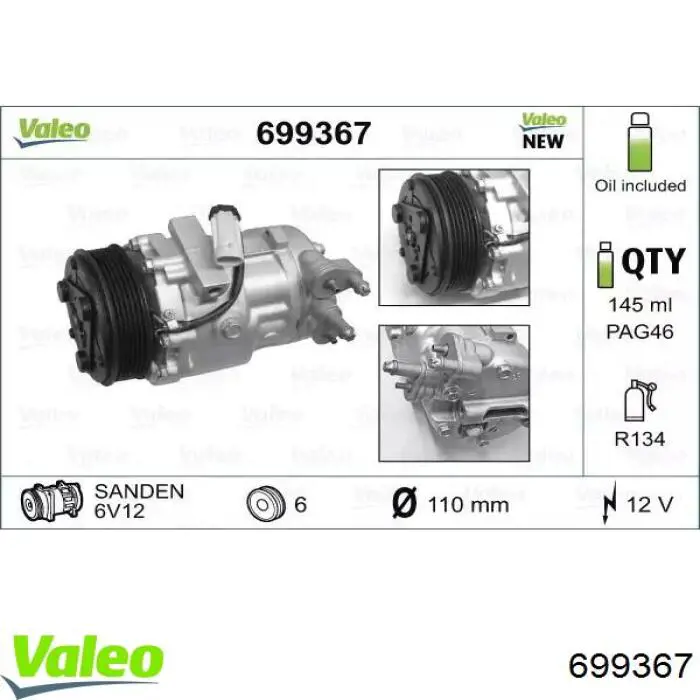 Compressor de aparelho de ar condicionado VALEO 699367 preço, a partir de 74,49 USD