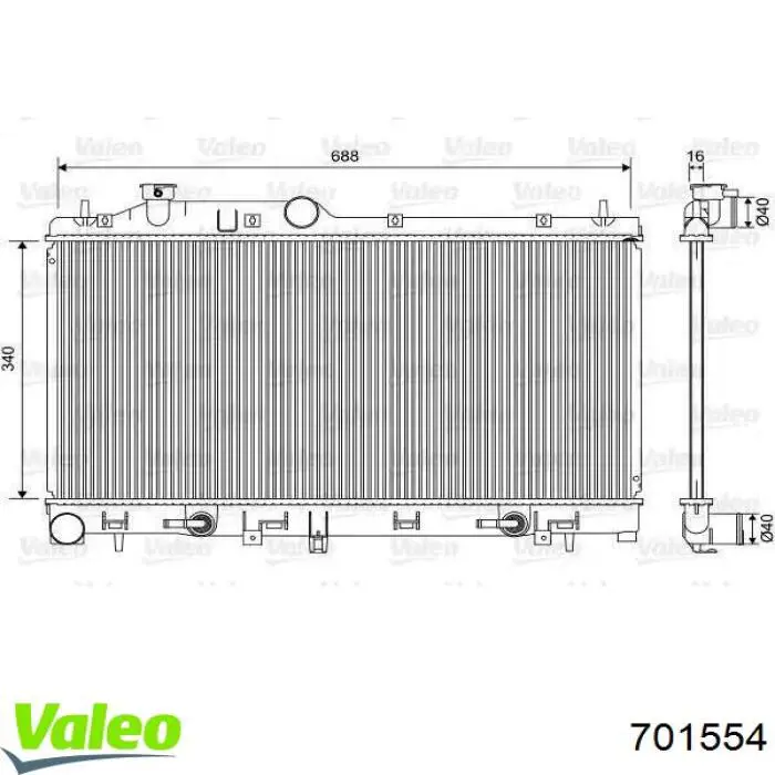 613SBA041 TYC Radiador de esfriamento de motor