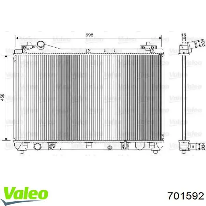 Radiador de esfriamento de motor VALEO 701592 preço, a partir de 146,75 USD