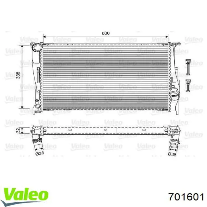 701601 VALEO Radiador de esfriamento de motor