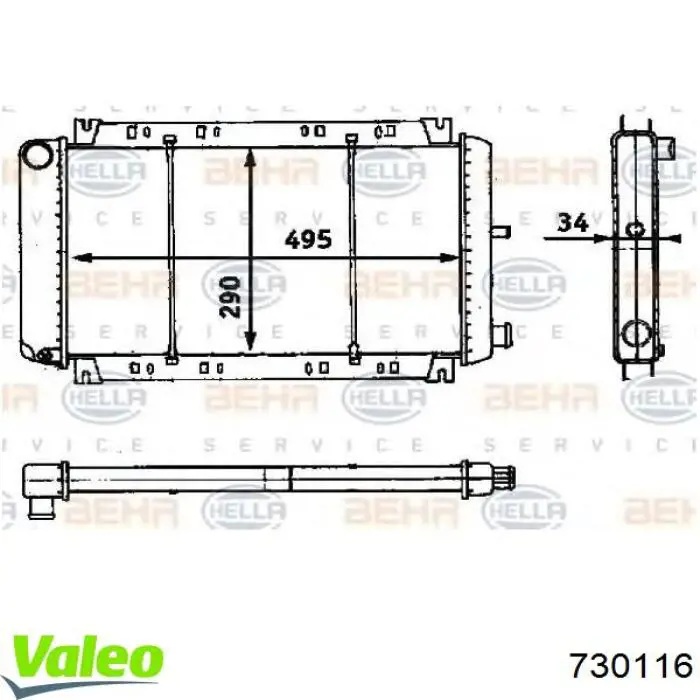 Radiador de esfriamento de motor 730116 VALEO