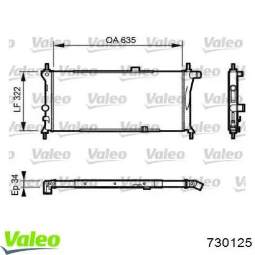 Radiador de esfriamento de motor 730125 VALEO