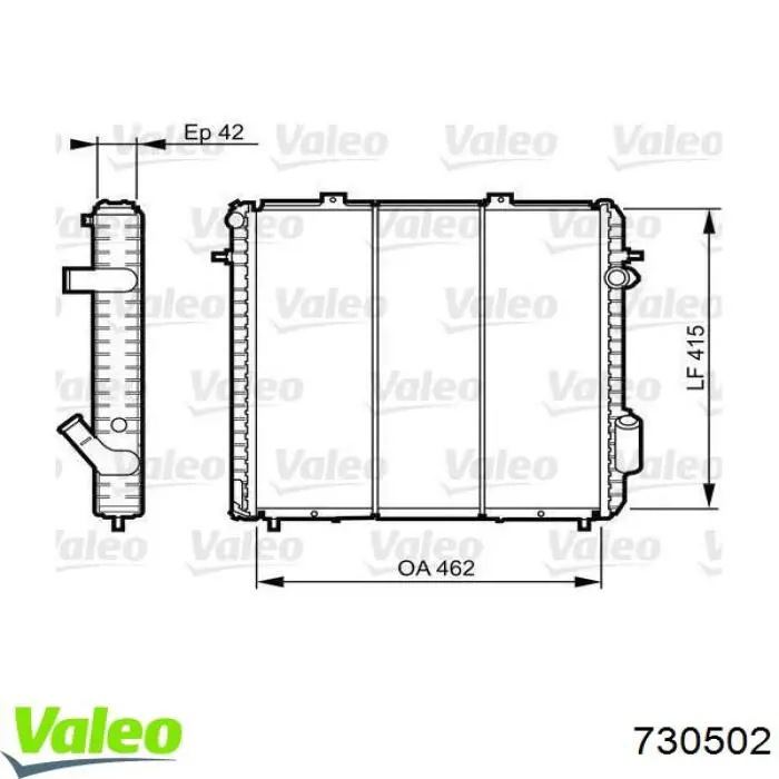 Radiador de esfriamento de motor 730502 VALEO