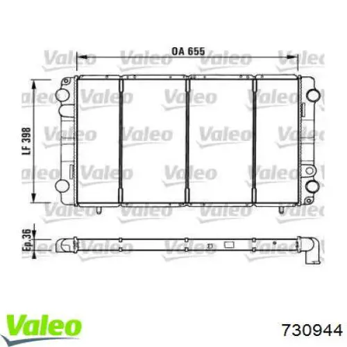 Radiador de esfriamento de motor 730944 VALEO