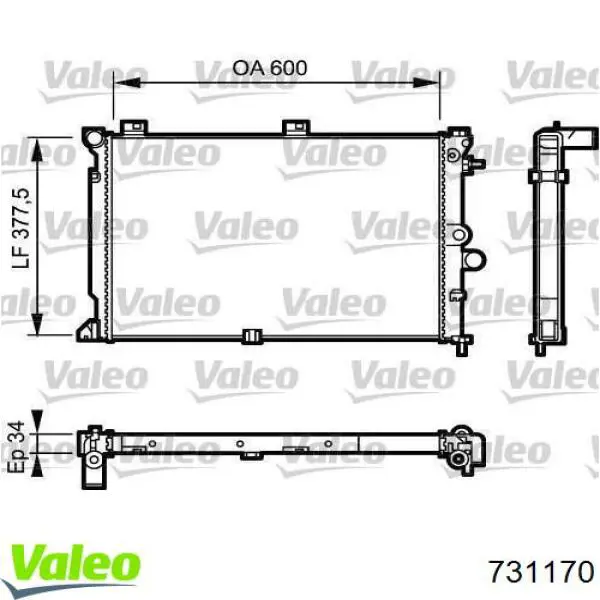 Radiador de esfriamento de motor 731170 VALEO