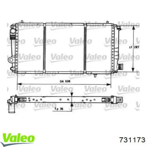 Radiador de esfriamento de motor 731173 VALEO