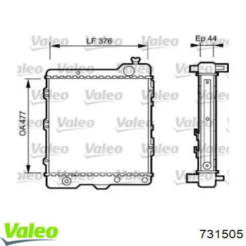 Radiador de esfriamento de motor 731505 VALEO