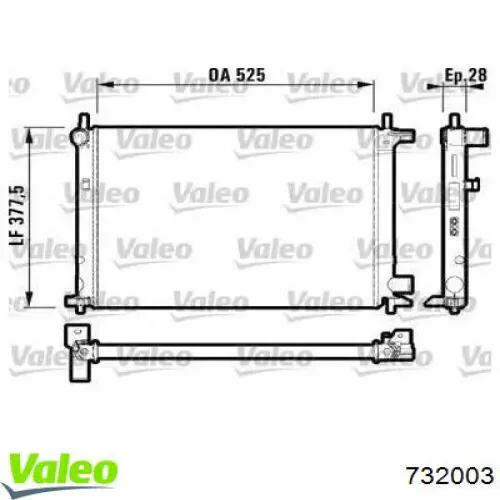 Radiador de esfriamento de motor 732003 VALEO