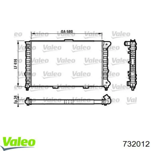 Radiador de esfriamento de motor 732012 VALEO