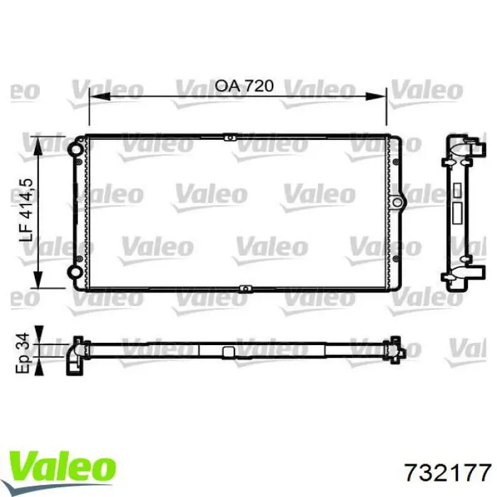 732177 VALEO Radiador de esfriamento de motor