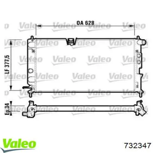 Radiador de esfriamento de motor 732347 VALEO