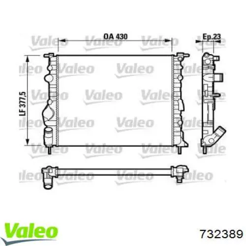 732389 VALEO Radiador de esfriamento de motor