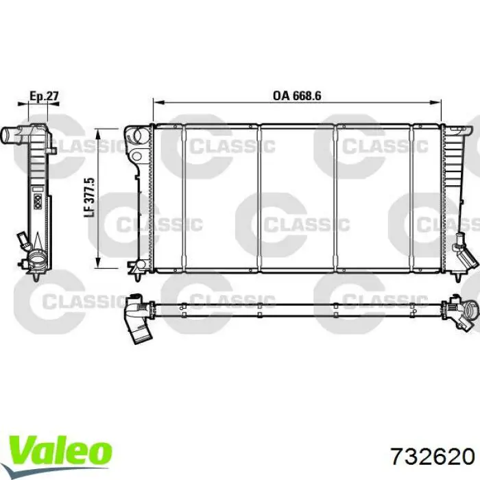 Radiador de esfriamento de motor 732620 VALEO