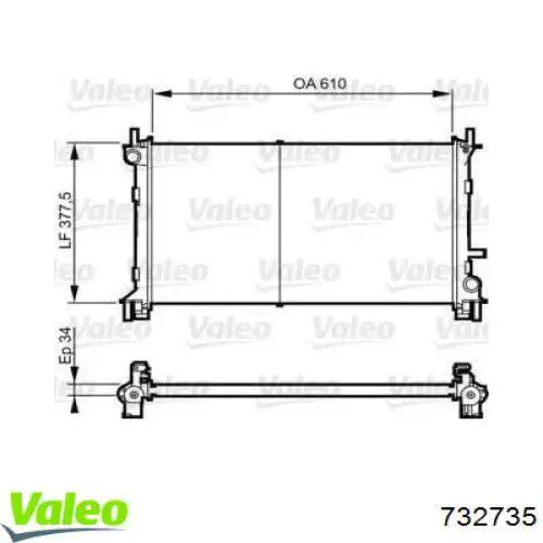 Radiador de esfriamento de motor 732735 VALEO