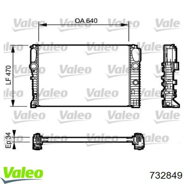 Radiador de esfriamento de motor VALEO 732849 preço, a partir de 143,19 USD