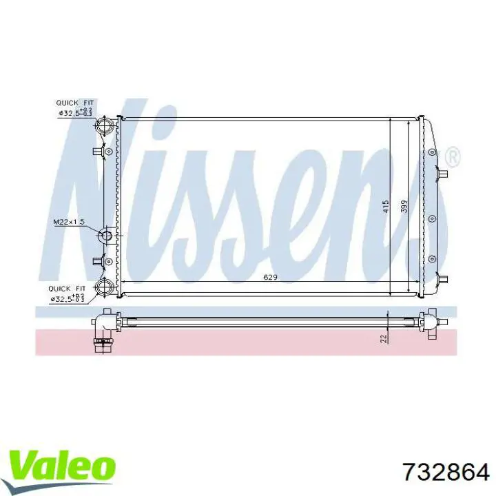Radiador de esfriamento de motor VALEO 732864 preço, a partir de 47,75 USD