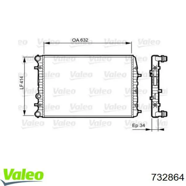 Compre 732864 VALEO Radiador de esfriamento de motor