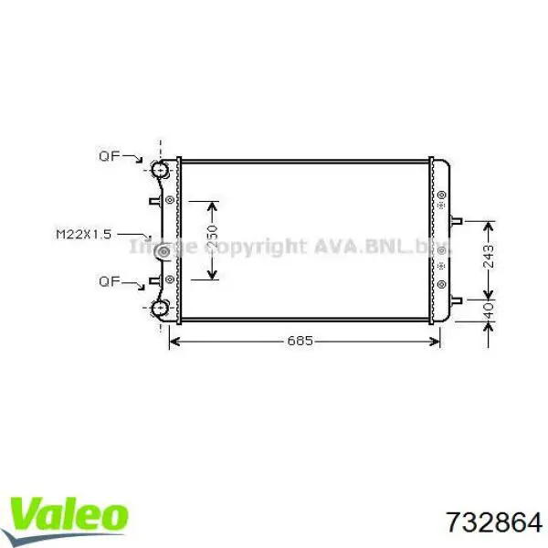Compre 732864 VALEO Radiador de esfriamento de motor