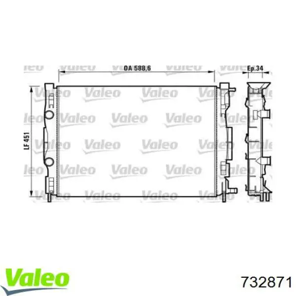 Radiador de esfriamento de motor 732871 VALEO