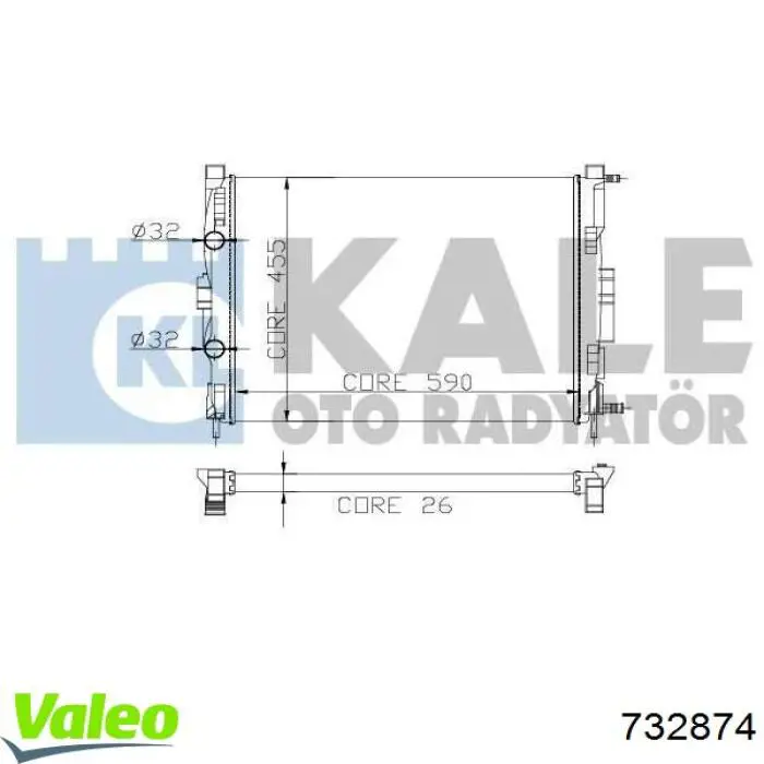 Radiador de esfriamento de motor 732874 VALEO