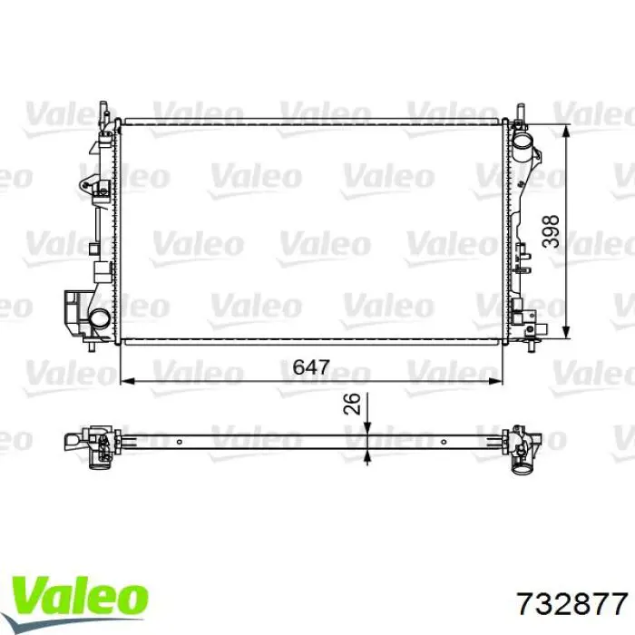 Radiador de esfriamento de motor 732877 VALEO
