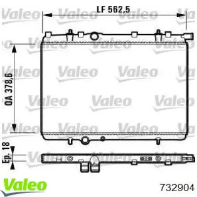 732904 VALEO Radiador de esfriamento de motor