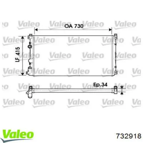Radiador de esfriamento de motor 732918 VALEO