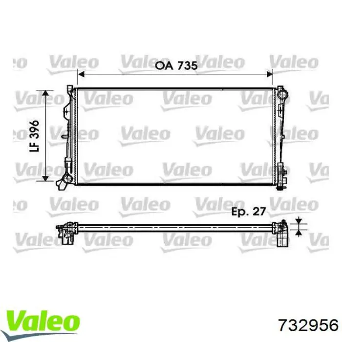732956 VALEO Radiador de esfriamento de motor