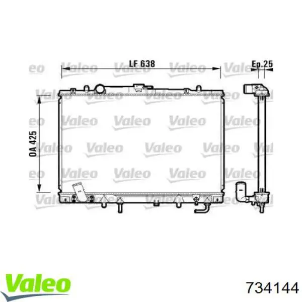 734144 VALEO Radiador de esfriamento de motor