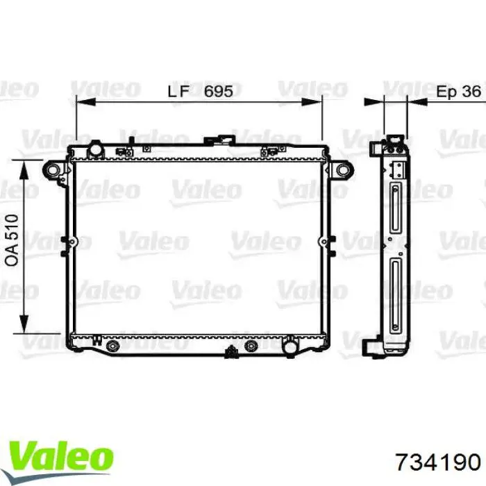 734190 VALEO Radiador de esfriamento de motor