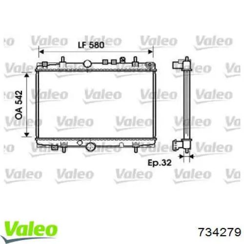 734279 VALEO Radiador de esfriamento de motor