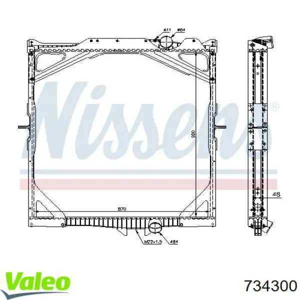 Radiador de esfriamento de motor 734300 VALEO