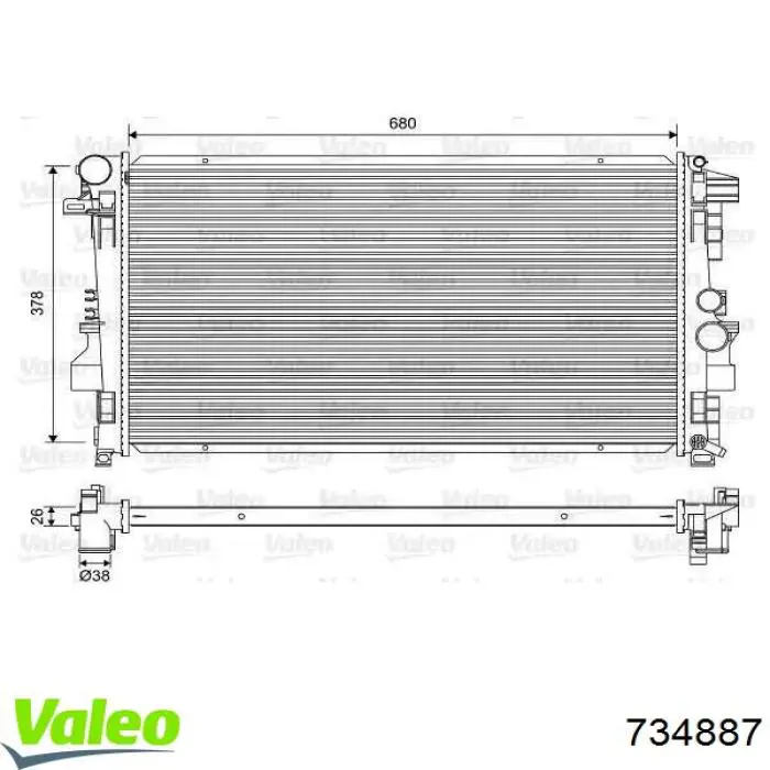 Radiador de esfriamento de motor VALEO 734887 preço, a partir de 91,80 USD