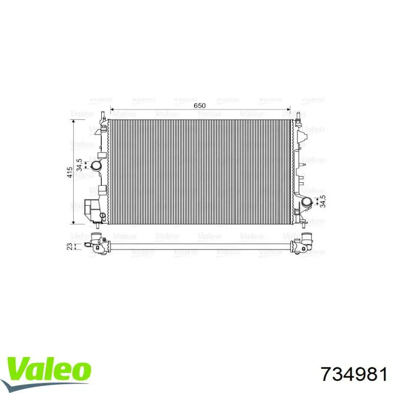 Radiador de esfriamento de motor VALEO 734981 preço, a partir de 143,54 USD
