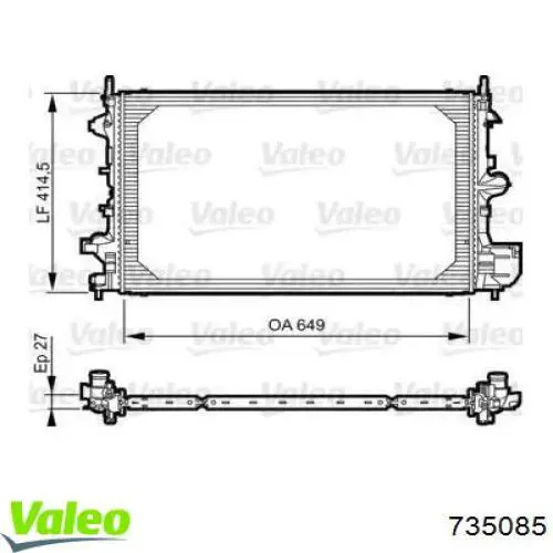 735085 VALEO Radiador de esfriamento de motor