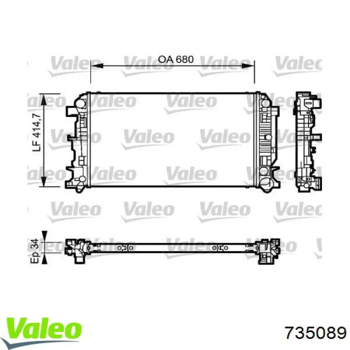 Radiador de esfriamento de motor VALEO 735089 preço, a partir de 205,99 USD
