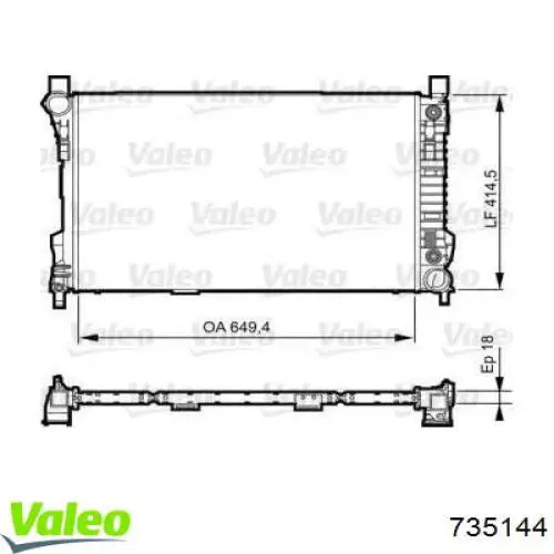 735144 VALEO Radiador de esfriamento de motor