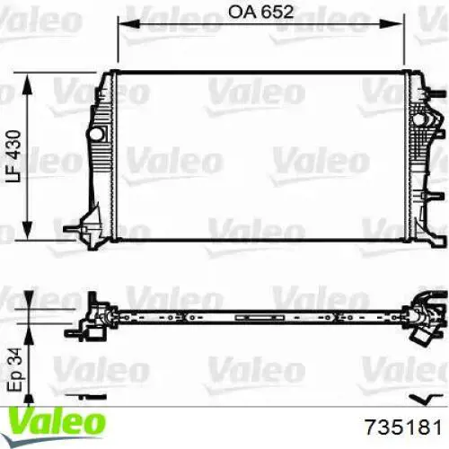 735181 VALEO Radiador de esfriamento de motor