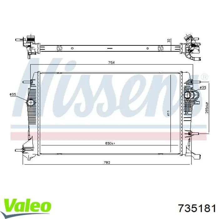 Radiador de esfriamento de motor VALEO 735181 preço, a partir de 108,96 USD