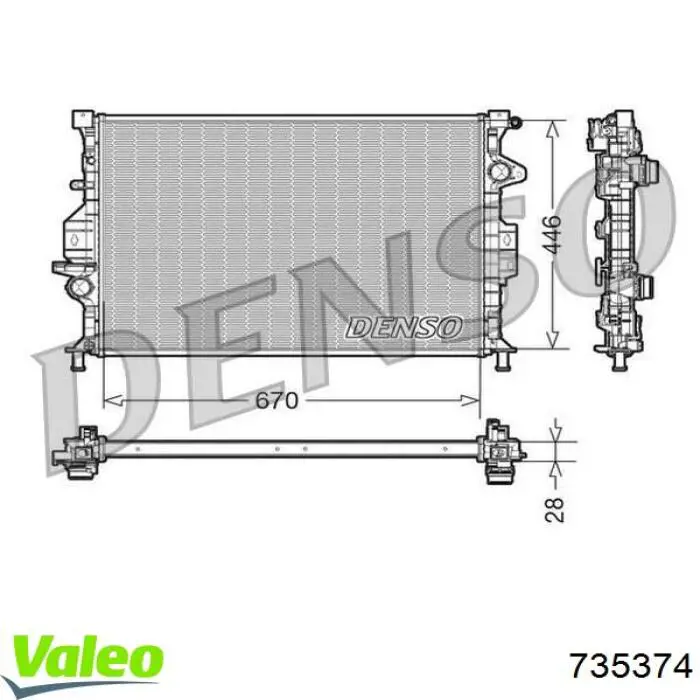 Compre 735374 VALEO Radiador de esfriamento de motor
