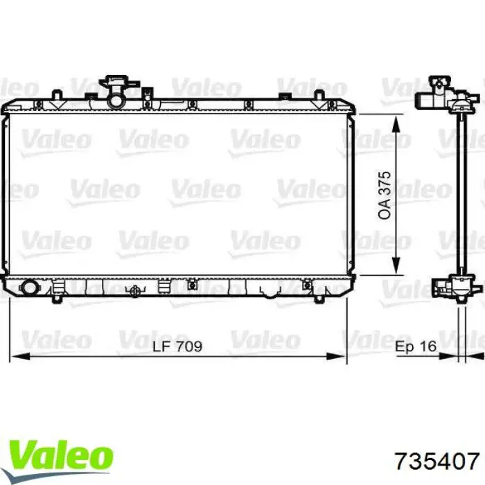 735407 VALEO Radiador de esfriamento de motor