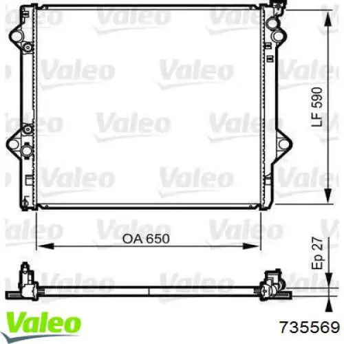 735569 VALEO Radiador de esfriamento de motor