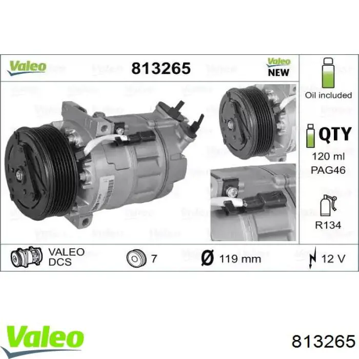 Compre 813265 VALEO Compressor de aparelho de ar condicionado