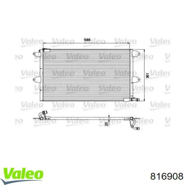 Radiador de aparelho de ar condicionado 816908 VALEO