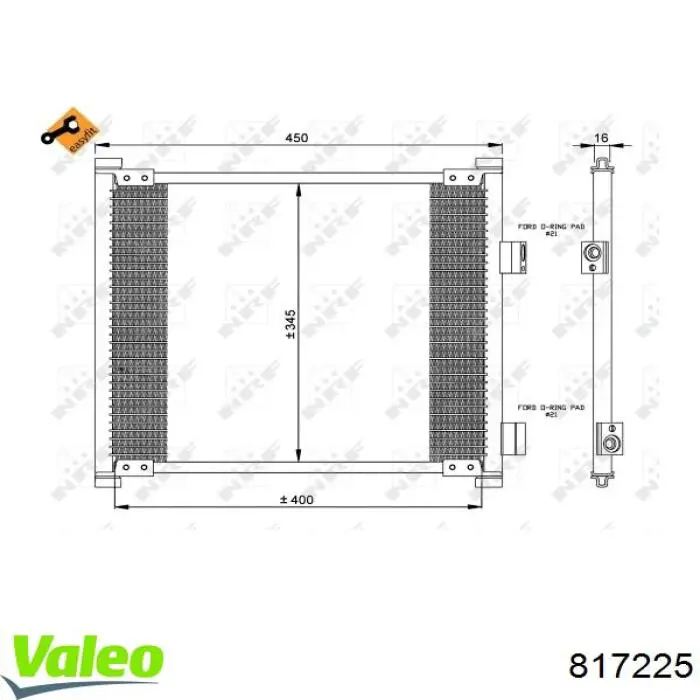 Radiador de aparelho de ar condicionado 817225 VALEO
