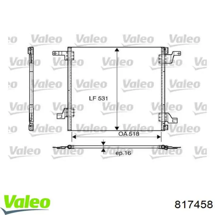 817458 VALEO Radiador de aparelho de ar condicionado