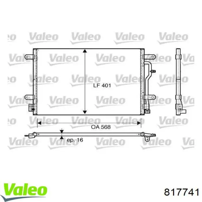 817741 VALEO Radiador de aparelho de ar condicionado